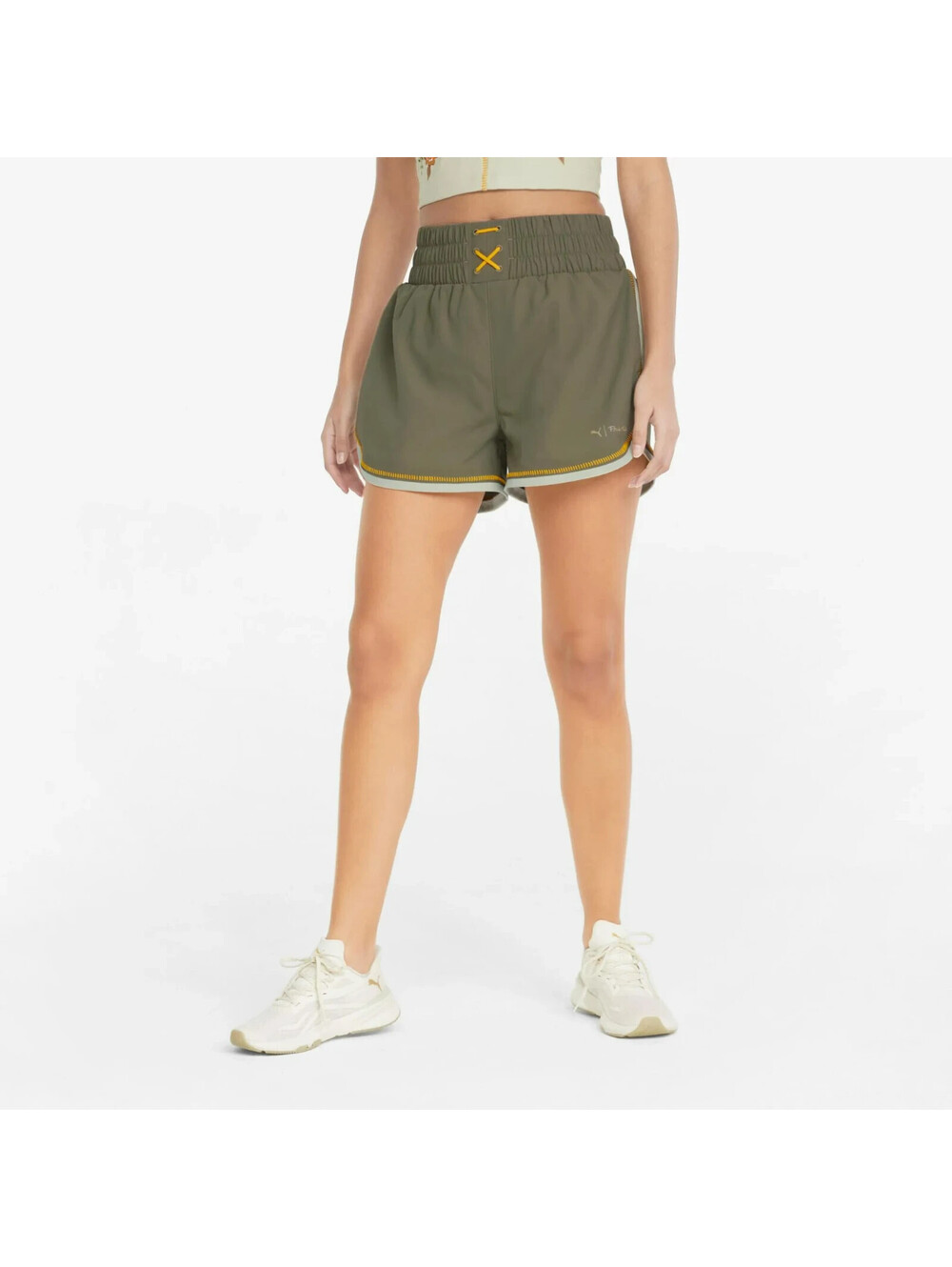 Puma Frida Kahlo Athletic Casual High Waist Shorts Green Orange RARE SAMPLE! - S